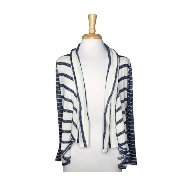 Anthropologie Mauve Slub Knit Striped Open Cardigan Sweater Size Large - Picture 2 of 6